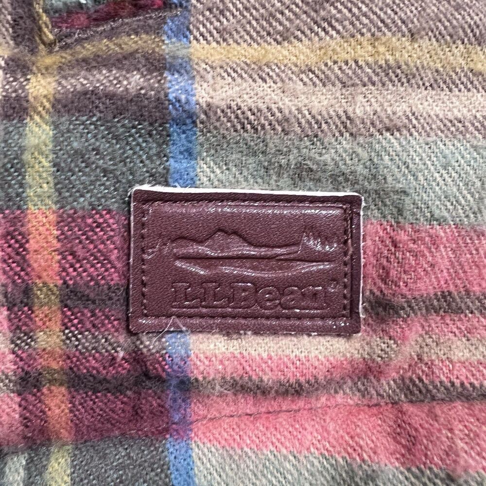 LL Bean Plaid Sherpa Lined Flannel Shirt Jacket Shacket Relaxed Women's Large - Picture 8 of 10
